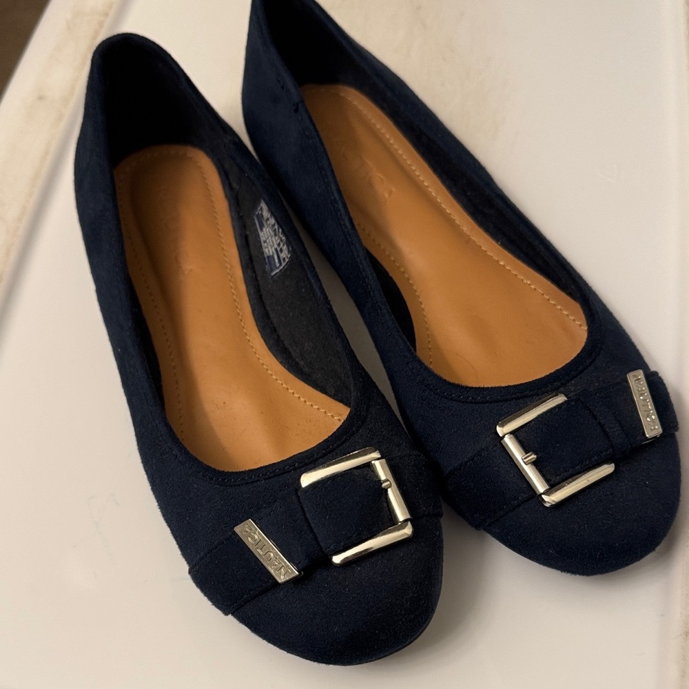 NWOT - Nautica Navy Suede Buckle Ballet Flats